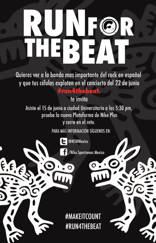 TimeOutMexico's tweet photo. No dejes que… Pase el concierto del 22 de junio, participa el 15 de junio en CU a las 5:30 pm #runforthebeat @NSWMexico http://t.co/OUKGddaF