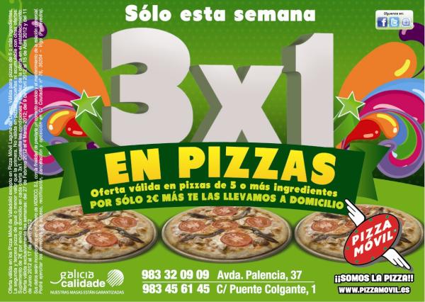 PizzaDvicio's tweet photo. TODA LA SEMANA EN #VALLADOLID #PUCELA, PIZZA MOVIL TIENE 3X1 Y TAMBIEN A DOMICILIO 983320909-983456145 http://t.co/Px2bl9nK