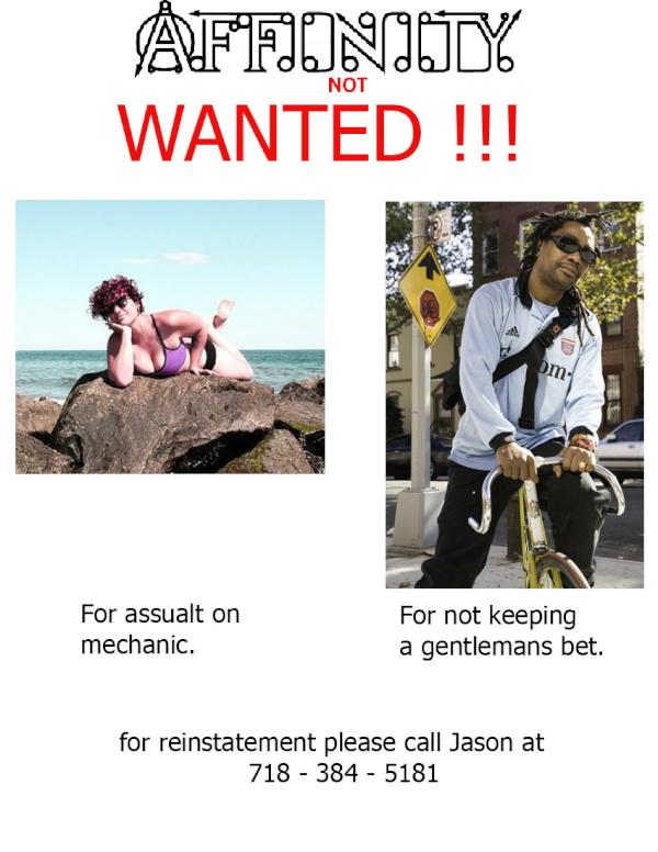 crihsshirc's tweet image. affinity top 2 not wanted list ... #affinitycycles #dontbeatupmechanicsbro