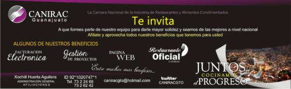 Afiliate a CANIRAC GUANAJUATO y goza de todos los beneficios que tenemos para ti, te esperamos en Juan valle No.15