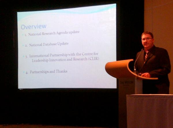 Research Chair Doug Socha addressing the EMSCC general assembly about the national EMS research agenda #EMSCC12