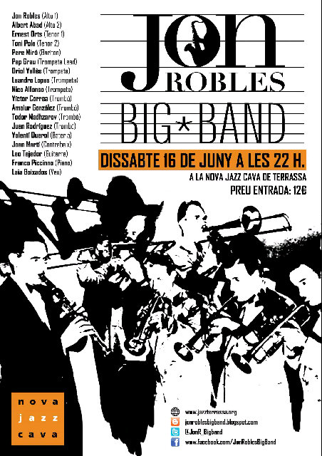 JonR_BigBand's tweet photo. Os esperamos esta sábado noche en la @NovaJazzCava de Terrassa!! http://t.co/cLNO1gC6