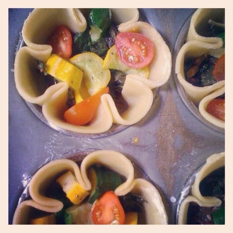 SpringStBakery's tweet photo. Individual fresh vegetable quiche ready for their eggy filling http://t.co/hrcSeDho