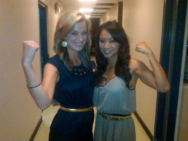 LaurenHall's tweet image. Our muscles may not match but at least our belts do. Thanks for stopping by before the #Basebrawl @gailkimITSME