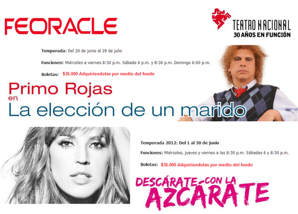 feoracle's tweet photo. Con FEORACLE disfrute de estas 2 obras a un precio especial y ríase de la vida http://t.co/DenOBYh1