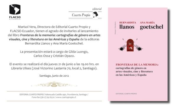 Uliseslastarria's tweet photo. Presentación del libro "Fronteras de la Memoria" Jueves 21 de Junio, 19:00 horas en @Uliseslastarria http://t.co/QckPgT1L