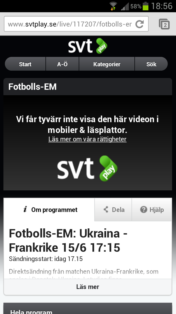 perosb's tweet photo. @svtplay funkar inte? http://t.co/wwzS81C