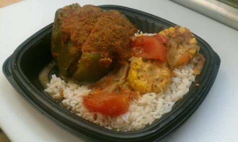 donutkingfl's tweet photo. Today's special is a stuffed bell pepper and stewed tomatoes over rice. http://t.co/YNXGlLOi