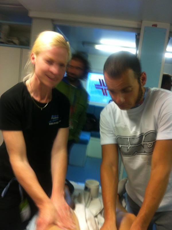 racingellison's tweet image. Physio! One on each leg! #muchpain