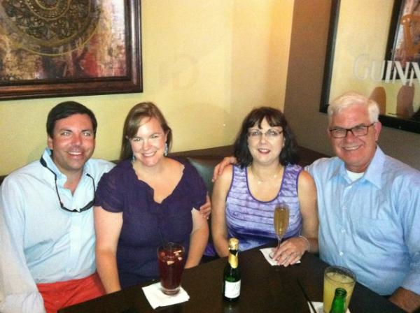 MageeatBWC's tweet photo. Cocktails at #Sangrias with @ThePatMagees -- Rich and Ave--the best God Parents//Parents ever!! http://t.co/cSqWGo0B