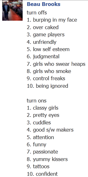 Common turn offs