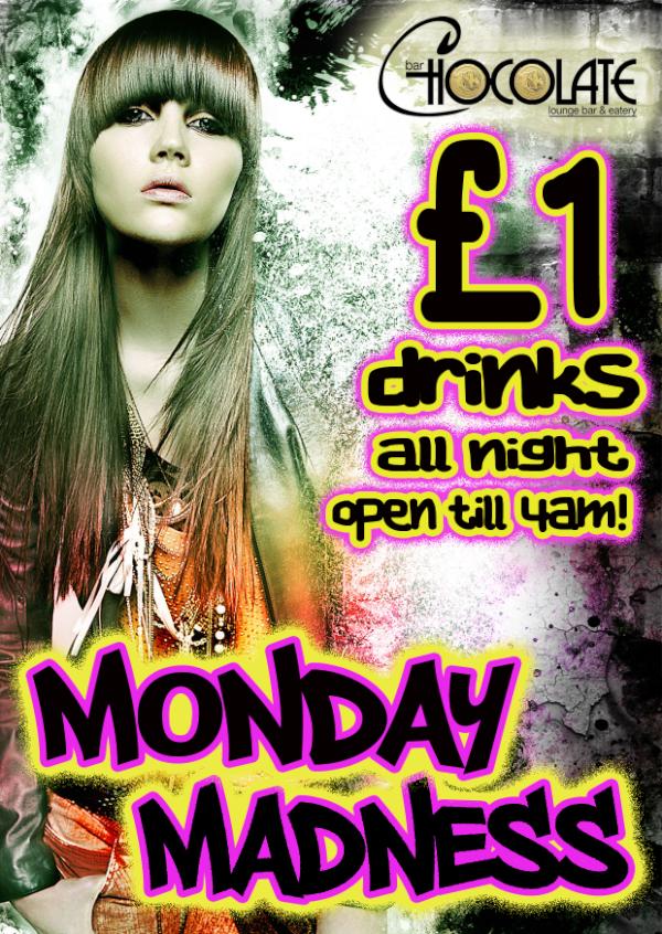 BarChocolateUK's tweet photo. Tonight at Bar Chocolate Maidstone is MONDAY MADNESS! £1 drinks from 4am till 9pm plus all the best tunes in town! x http://t.co/ica377kq