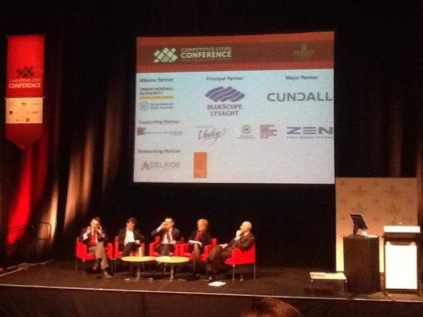 <a href="/pjverwer/">Peter Verwer</a> moderating the cities panel at #cities2012 with @timhorton_IDC <a href="/nmcinroy/">Neil McInroy</a> Prof Ed Glaeser and Lucy Turnbull