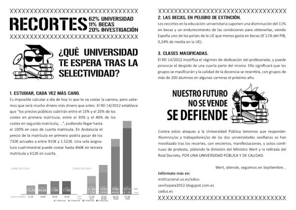 CExtension's tweet photo. Panfleto de información a futuros universitarios sobre los recortes en educación RT? :) @LogsticaSevPara @SevillaParaRM http://t.co/T23Xwd1C