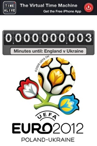 TimeAliveApp's tweet image. 3 Minutes until England v Ukraine - #TimeAliveApp #squeakybum #comeonengland #euro2012 ow.ly/a5kcC