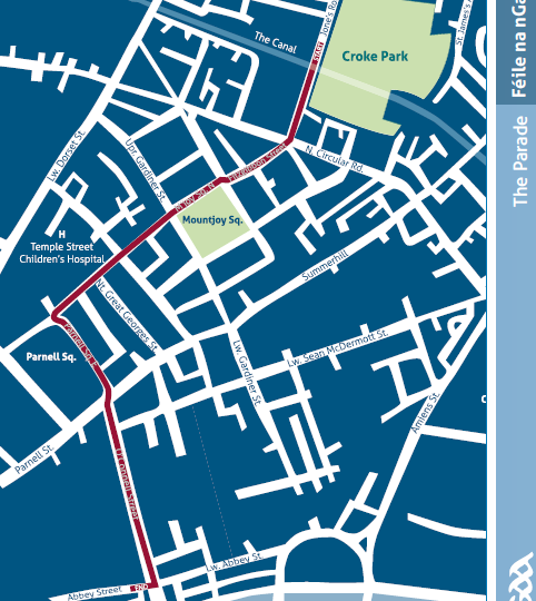 FeileDublin2012's tweet photo. Feile Na nGael Parade Route Thursday 5th July http://t.co/8tdE6fLR
