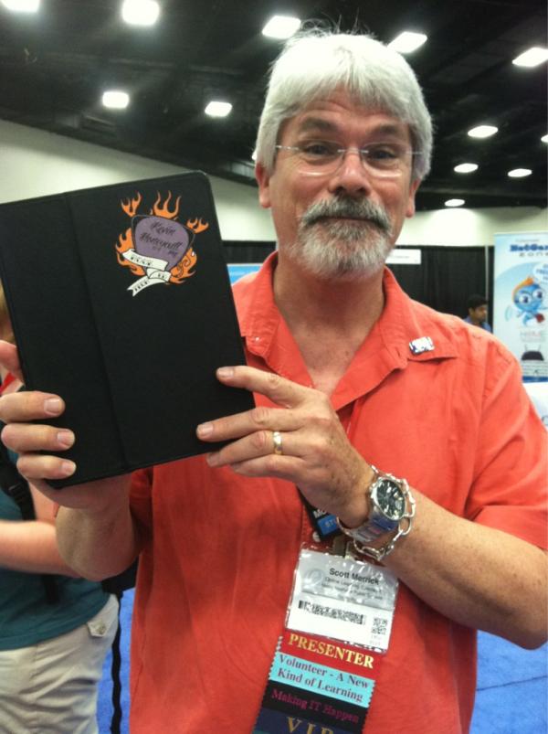 GingerLewman's tweet image. @scottmerrick got a #techtoo here at the @ESSDACK booth during #ISTE12