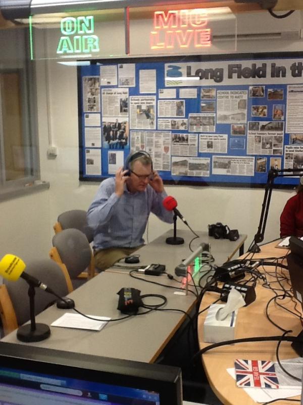 LongFieldMelton's tweet photo. Jeremy Vine in the @Long_Field_Live studio. #LongFieldTorch http://t.co/bXTVKibE