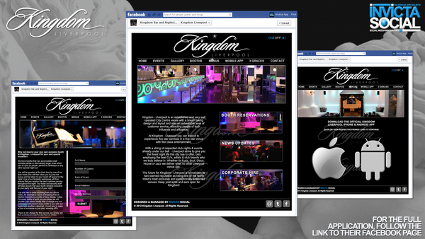 InvictaSocial's tweet image. Check out what we have done for @kingdom_bar. Want something like this for your Facebook Page? Get in touch with us.