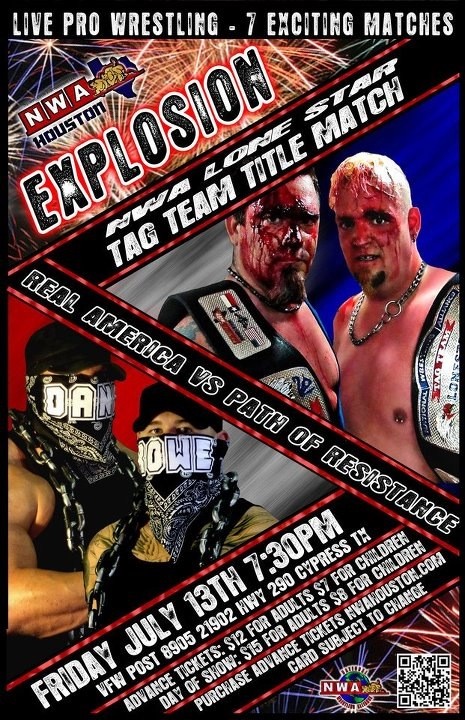 TheScottZenzen's tweet photo. Huge tag team match 7/13 @ NWA Houston. Path of Resistance @RaymondRowe &amp; @TheJaxDane vs "Real America" Chaz &amp; Hambone http://t.co/xNuewiS3