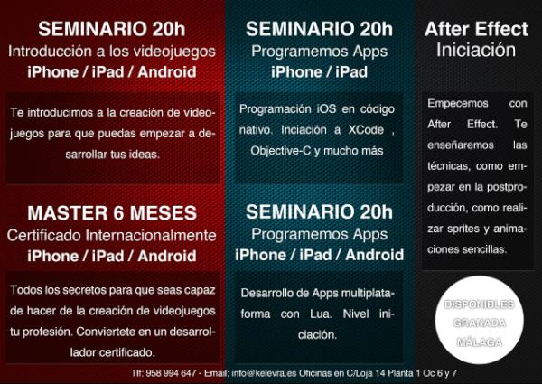 kelevrasl's tweet image. Nuevos cursos y seminarios de programación de #apps y #videojuegos para #iphone #ipad y #android en Granada y Malaga