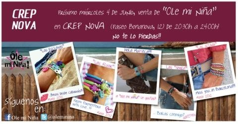 crep_nova's tweet photo. Hoy miercoles a las 8,30 presentacion en crep nova de las pulseras ole mi niña http://t.co/b9GIx7yH