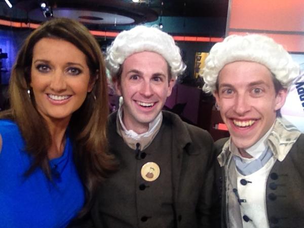 AnnaDavlantes's tweet photo. Look Ben Franklin &amp; John Adams stop by the studio! Thx @gogoFrankie @ItsJohnAdams http://t.co/Xbd2dodS