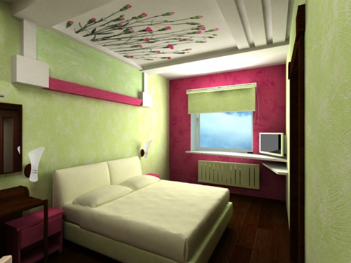 interiordesblog's tweet photo. Perfect match of main color light green and crimson accents in bedroom interior http://t.co/HYn3deO3