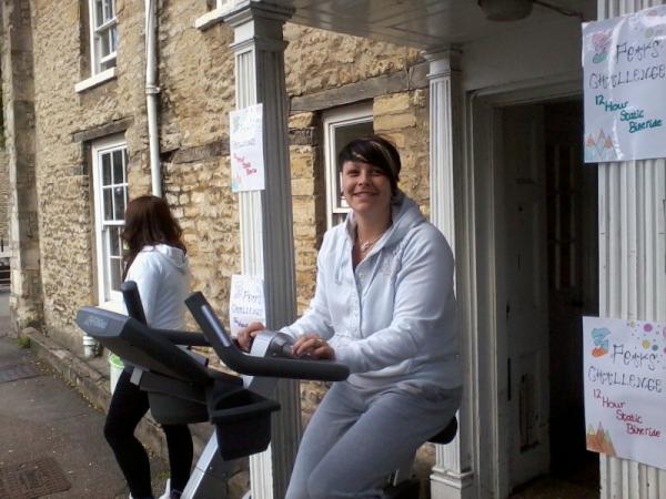 Base33_WYT's tweet photo. @lorrainepascale We're in Witney high st doing a 12 hour bike ride fundraiser for Base 33 - we'd love a retweet! :-) http://t.co/COMbJBme