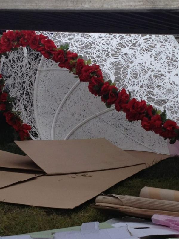 leonalewis's tweet image. On my way to hackney marshes for the show!!! Here's a piece of my set! Can u guess what it's part of????