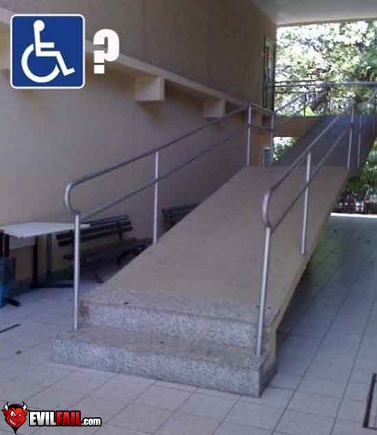ScottFilmCritic's tweet photo. Yet another wheelchair ramp that, as a wheelchair user, I'd like to suggest be redesigned. http://t.co/o0e7ihbW
