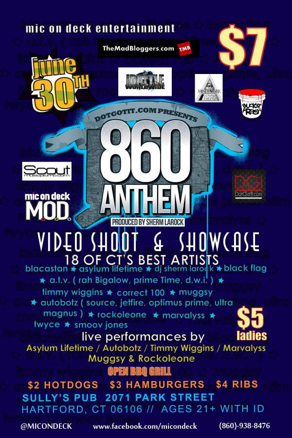 MICONDECK's tweet photo. MICONDECK Presents: 860 Anthem VideoShoot &amp; Showcase Hosted By @DotGotIt @SullysPub HartfordCT June30 ft @atvmusic! http://t.co/sWgowAvn