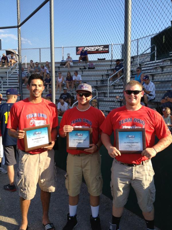 OHSBCA's tweet photo. @bocaJ_ with rob sexton and Nate Pearson on the all tournament team representing #TeamOhio http://t.co/PAWwRe9j
