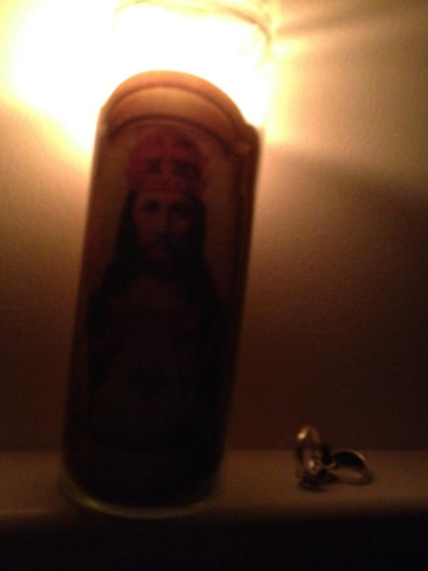 owlnations's tweet photo. Holy Jesus candle :) #hype http://t.co/hGfN0DOw