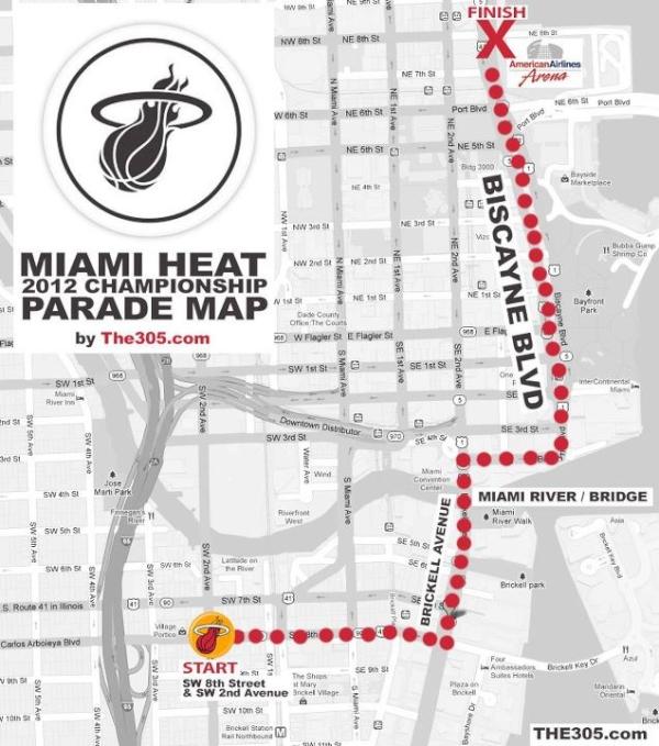 HeatvsHaters's tweet photo. Monday's parade route #HeatChamps>> http://t.co/Xay76x3C