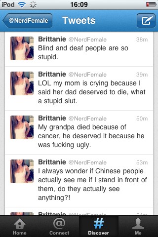 NinjaButtFace's tweet photo. Please RT this bitch needs her account deactivating or something. http://t.co/gnliu8oR