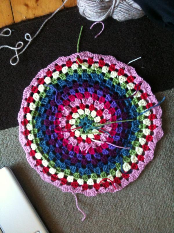 Working on a sexy granny mandala to brighten up my dining table!