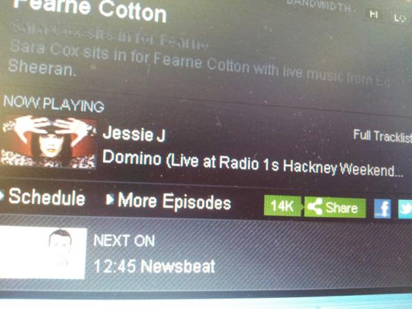 VictoriaDoncel's tweet image. @BBCR1 love that my radio player still has Jessie J' performance image on! #keepsgoing LOL!