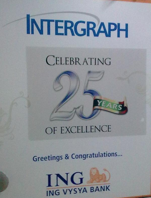 gischethans's tweet image. #INGVysya Bank greets @Intergraph on celebrating 25 years of excellence in India #Hyderabad...
