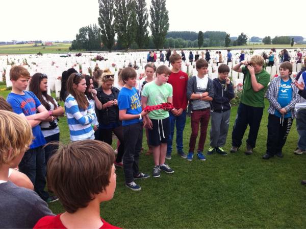 Laying a wreath at tynecot cemetery in memory of Felstedians who gave their lives in the Great War.