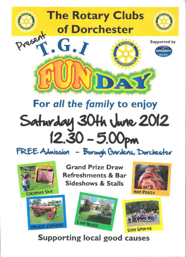Don't miss T.G.I Funday 4 all the family 2 enjoy Sat 30 June #Dorchester Borough Gdns. Free entry Pls see poster &amp; RT