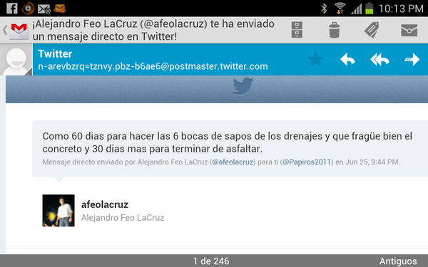 Papiros2011's tweet photo. Preguntamos a  @afeolacruz tiempo estimado de culminación asfaltado calle papiros las brisas y respondió... http://t.co/wLirX6JU