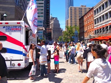 Multi-tasking at lunch? Visit <a href="/PGMobile/">PGMobile</a> near Union Square and receive #free samples while supplies last! #pgmobile