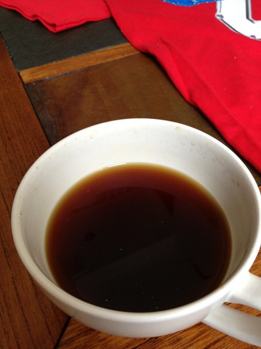 Glitter in my coffee from decorating tshirts lol. Can't wait to get on the road ⚾ http://t.co/EzyMGR
