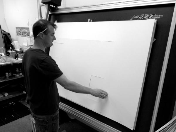 ThePaintChip's tweet photo. Our trusty framer, Andy, hard at work cutting mats for a customer's framing order. He accepts fanmail. http://t.co/qILzyVYX