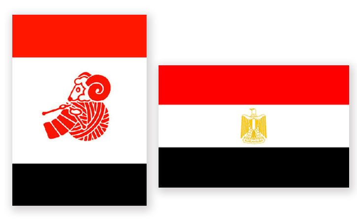 Kimimasa Inazumi ユザワヤの羊はエジプト国旗な配色の上で 自らの毛で編み物をして白目を剥いてる かつてエジプト では 奴隷の民が大量の羊を屠った事でその受難の地から脱出した つまりユザ羊の自己犠牲姿の意味するところは クラフトワークにおける