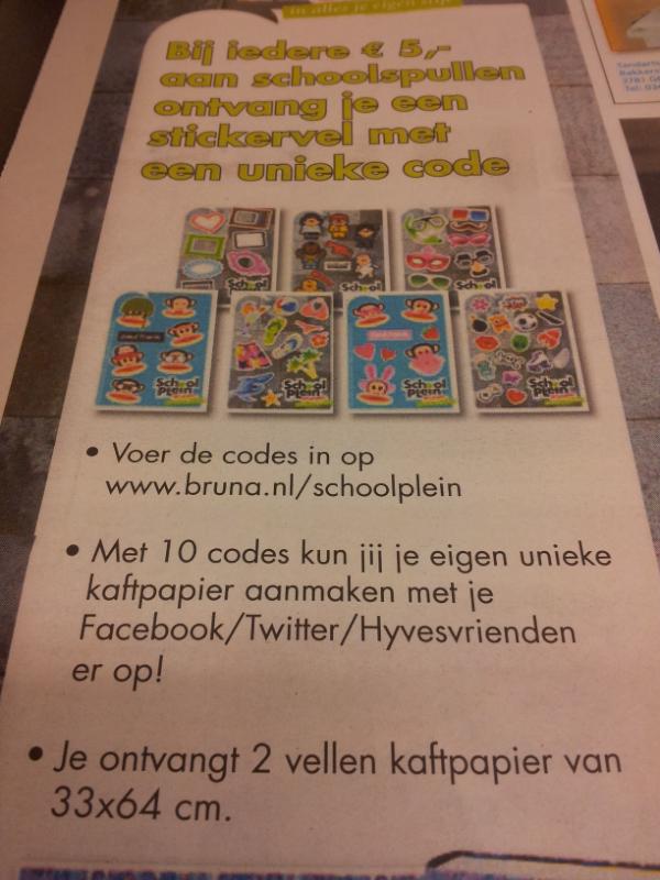 Bruna schoolplein. Wie wil er geen eigen kaftpapier?