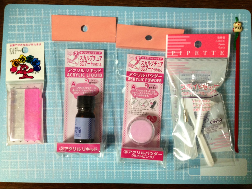えすつー 今回の複製に使った100均商品 おゆまる アクリルリキッド アクリルパウダー 後はおゆまるの型にリキッド を注入する用のスポイド 注射器よりもスポイドタイプの方が使いやすい パウダーをすくう用の小さじ 耳かきで十分 Http T Co