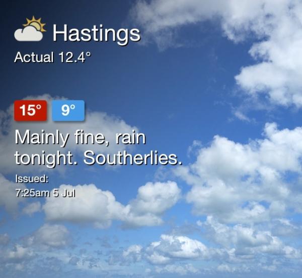 Hastings Forecast for 5 July!