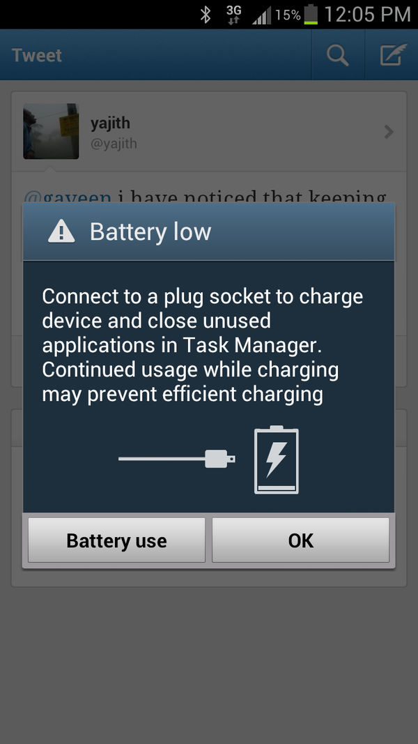 mack005's tweet image. Down to 15% at 12:06pm... #SGS3journal #ItsAboutGadgets